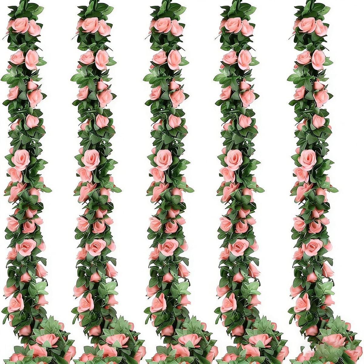 Antspirit pink rose garland 6.6 ft for elegant wedding decorations