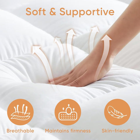 Anuwaa Memory Foam Topper features 100% cotton cover for breathable comfort