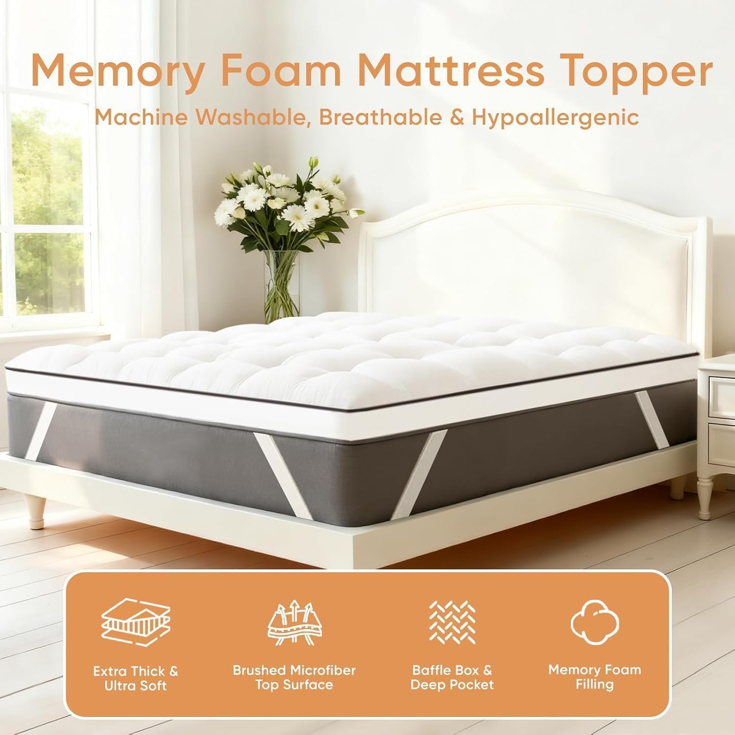 Anuwaa Topper fits mattresses from 8 to 21 inches deep