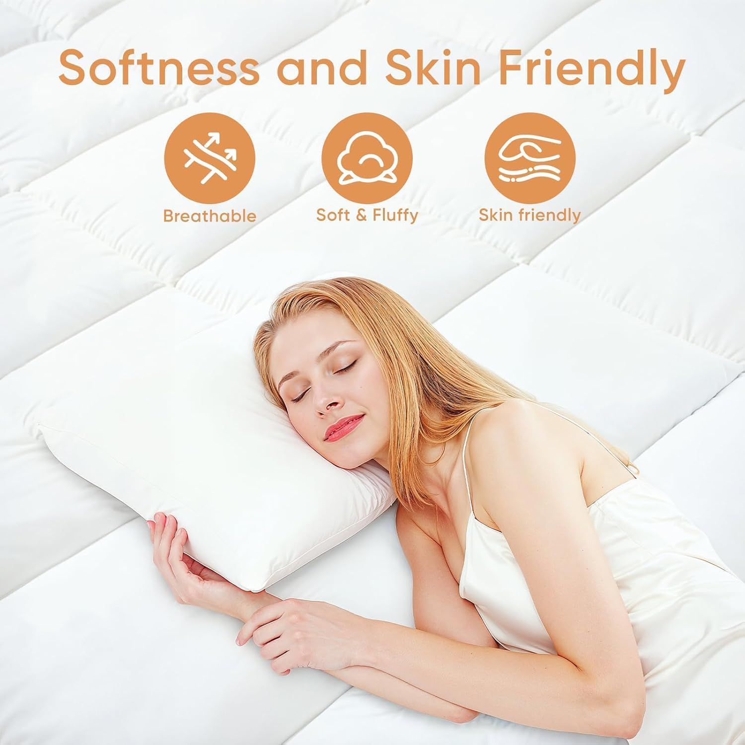 Anuwaa Memory Foam Topper with four elastic straps stays securely in place