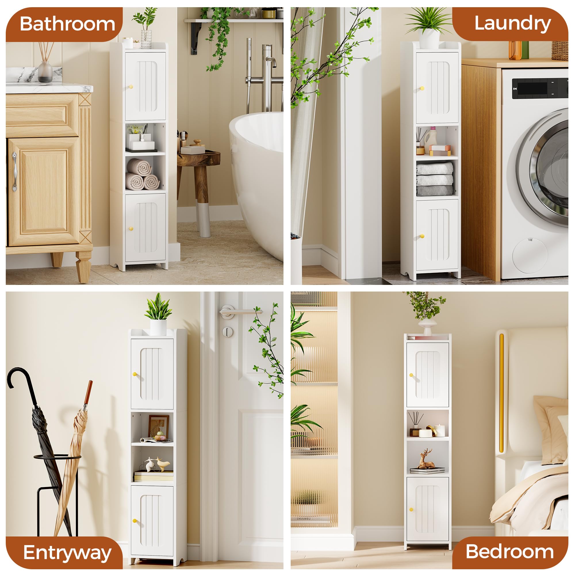ANWBROAD slim corner cabinet protects contents from dust and moisture.