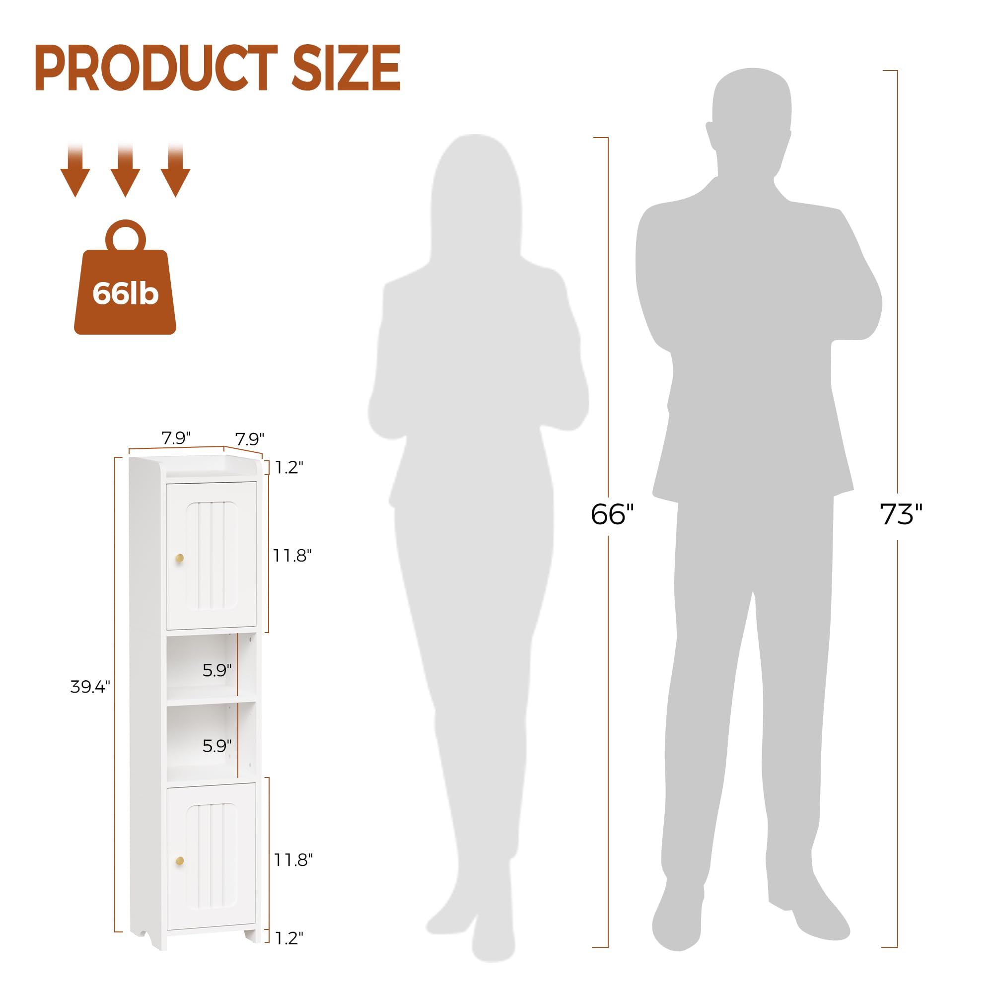 ANWBROAD slim corner cabinet middle open section keeps daily toiletries within reach.