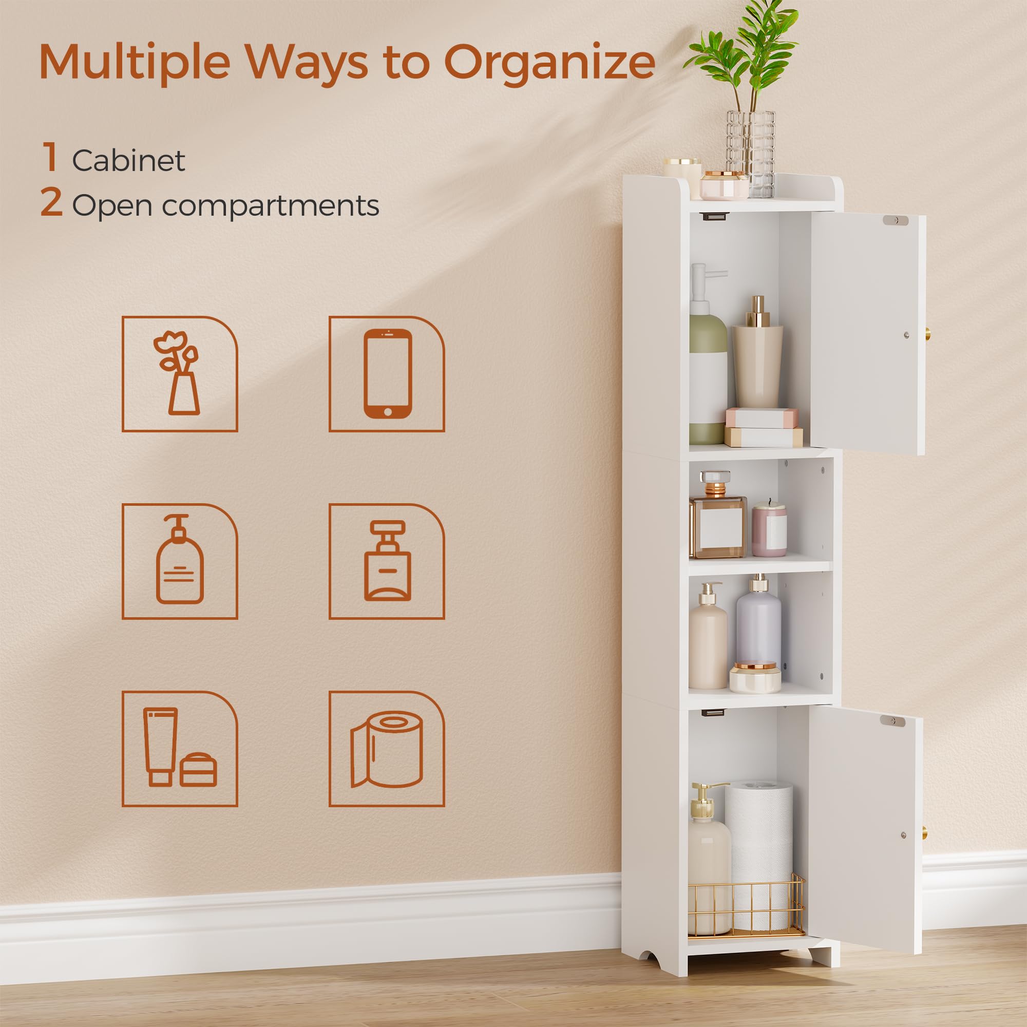 ANWBROAD slim corner cabinet open top shelf for display or easy access.
