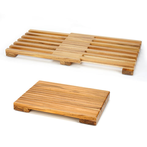 Anyprime Teak Shower Mat adjustable length for versatile shower layouts