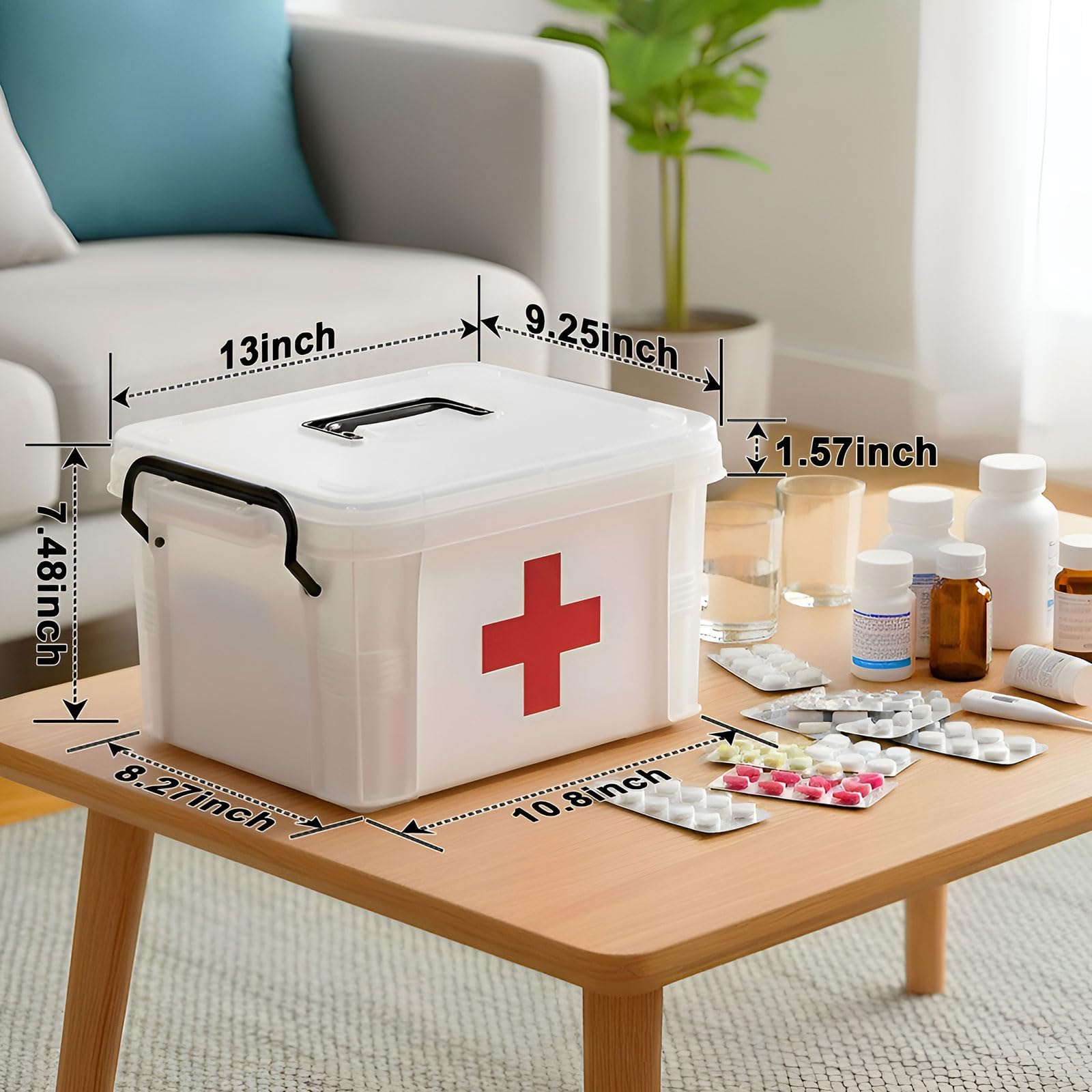 Detachable tray with 7 compartments keeps small items neatly sorted.