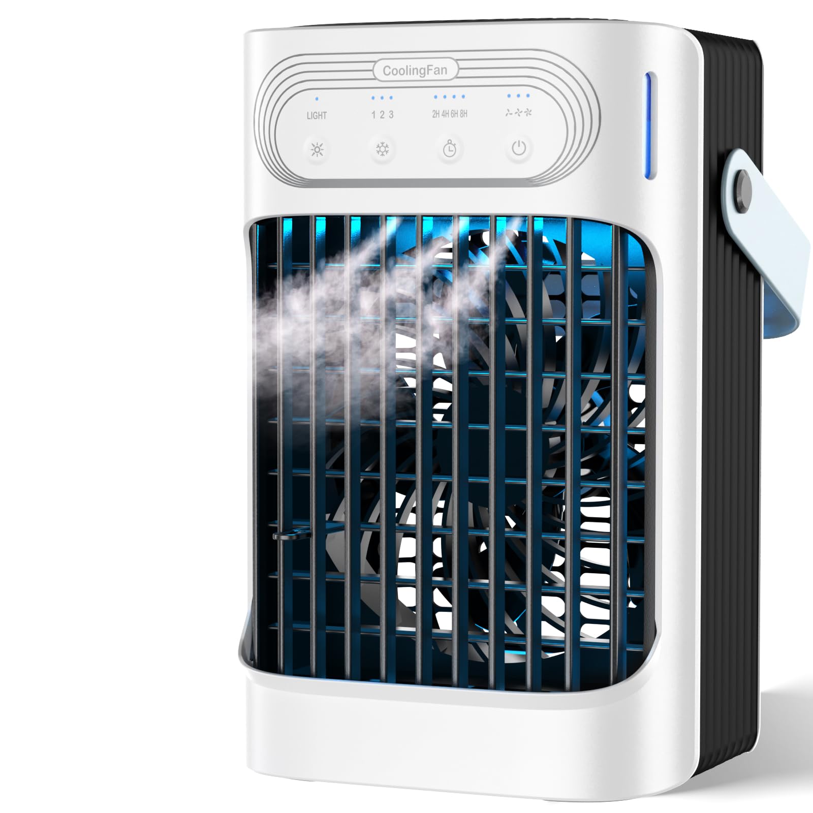 Anyrap portable air conditioner front view on a desk for personal cooling.