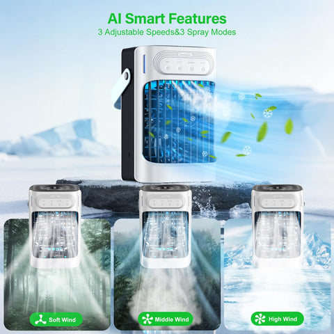 Anyrap mini AC with seven-color night light for ambient ambiance.