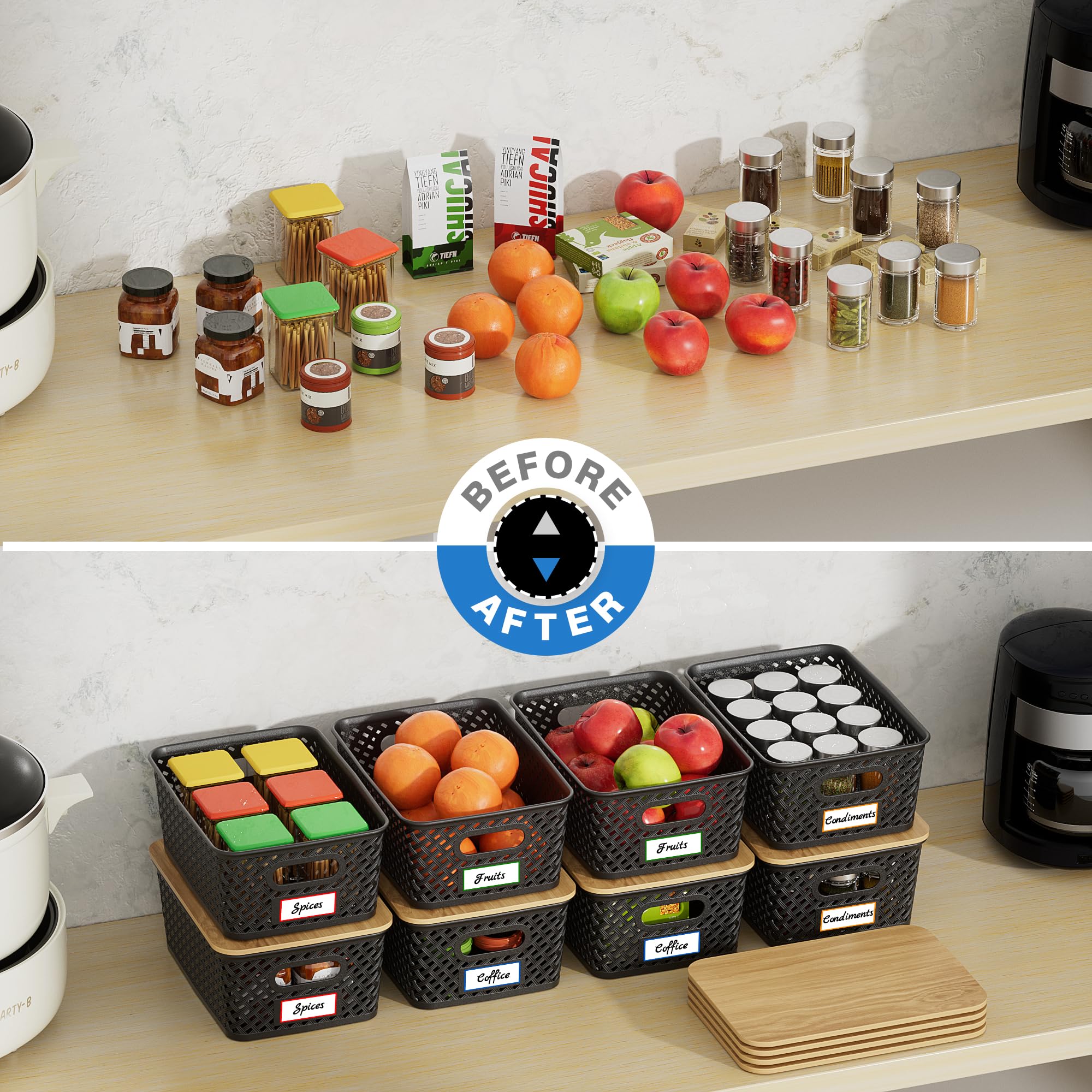 Anysig storage bin in kitchen use keeps snacks and utensils neatly arranged