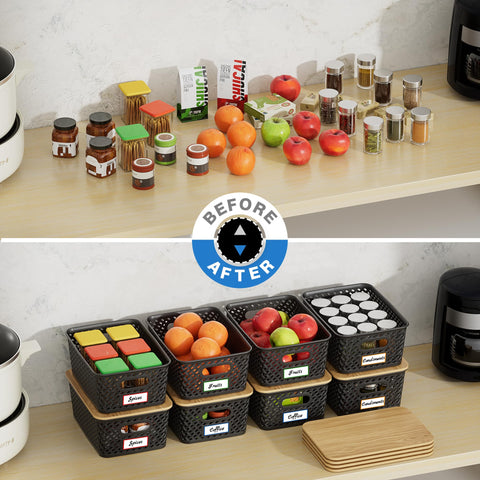 Anysig storage bin in kitchen use keeps snacks and utensils neatly arranged