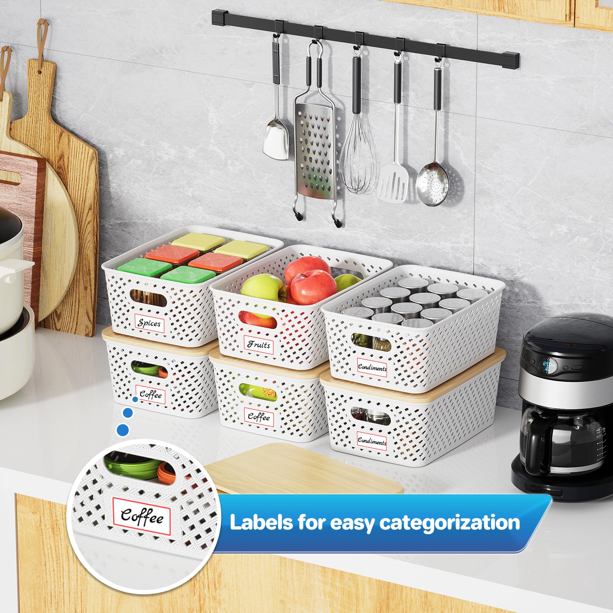 Anysig cream-white bins blend with decor while keeping items tidy.