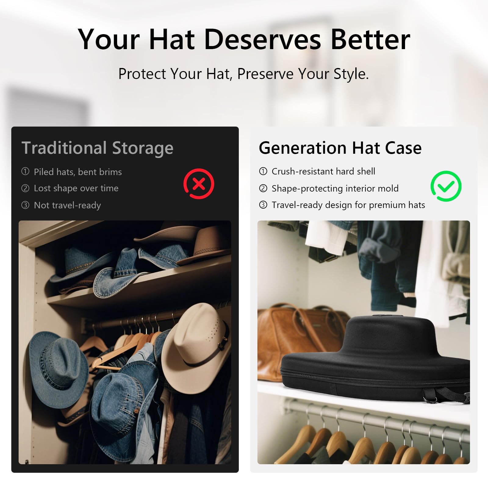 Anysiny cowboy hat box uses 1650D Oxford fabric and EVA for durability.