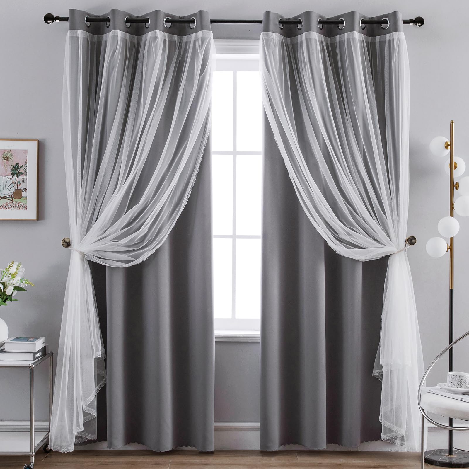Anytime blackout panel grey with grommet top for privacy and smooth sliding.
