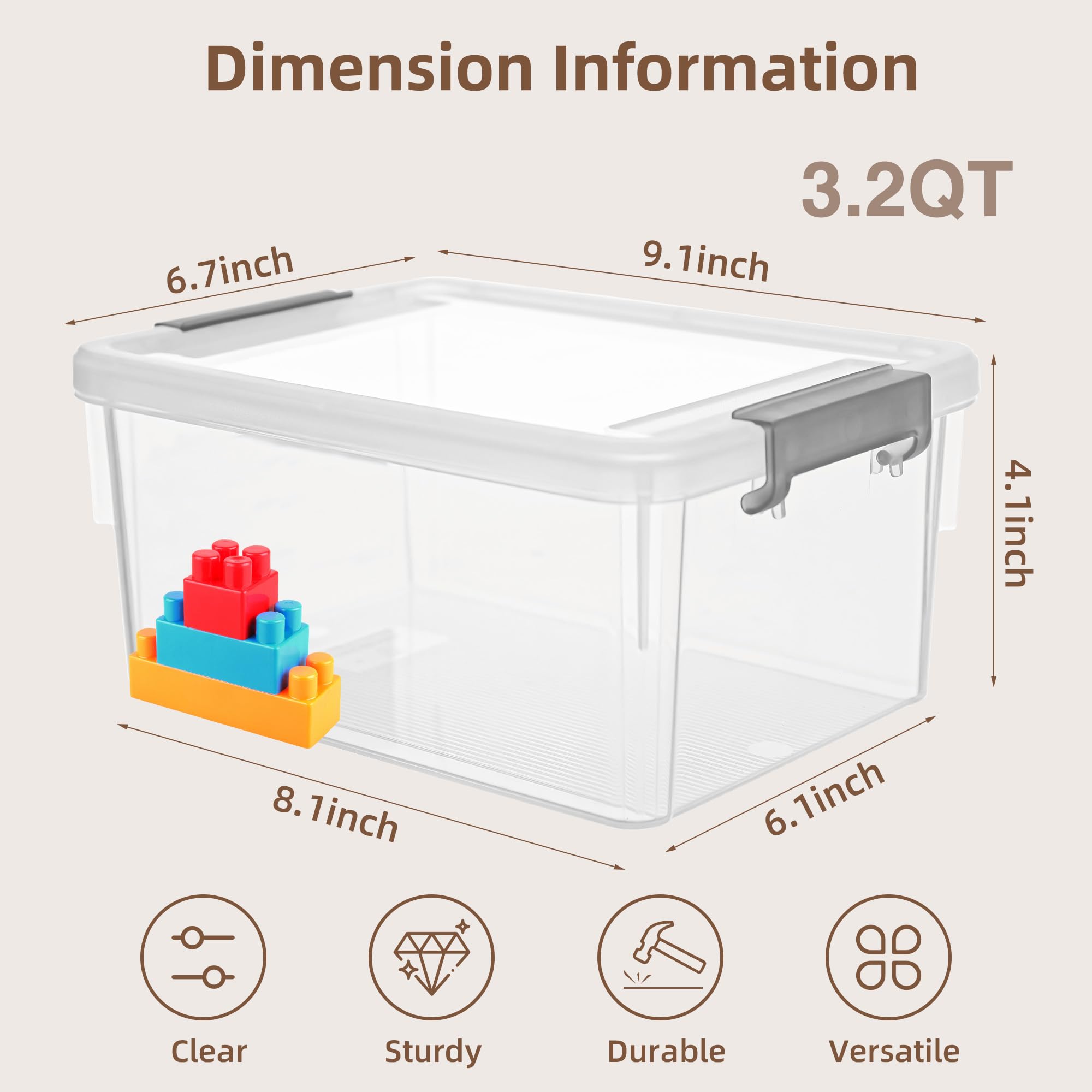 Anywish clear storage container with lid in side angle, easy identification of contents.