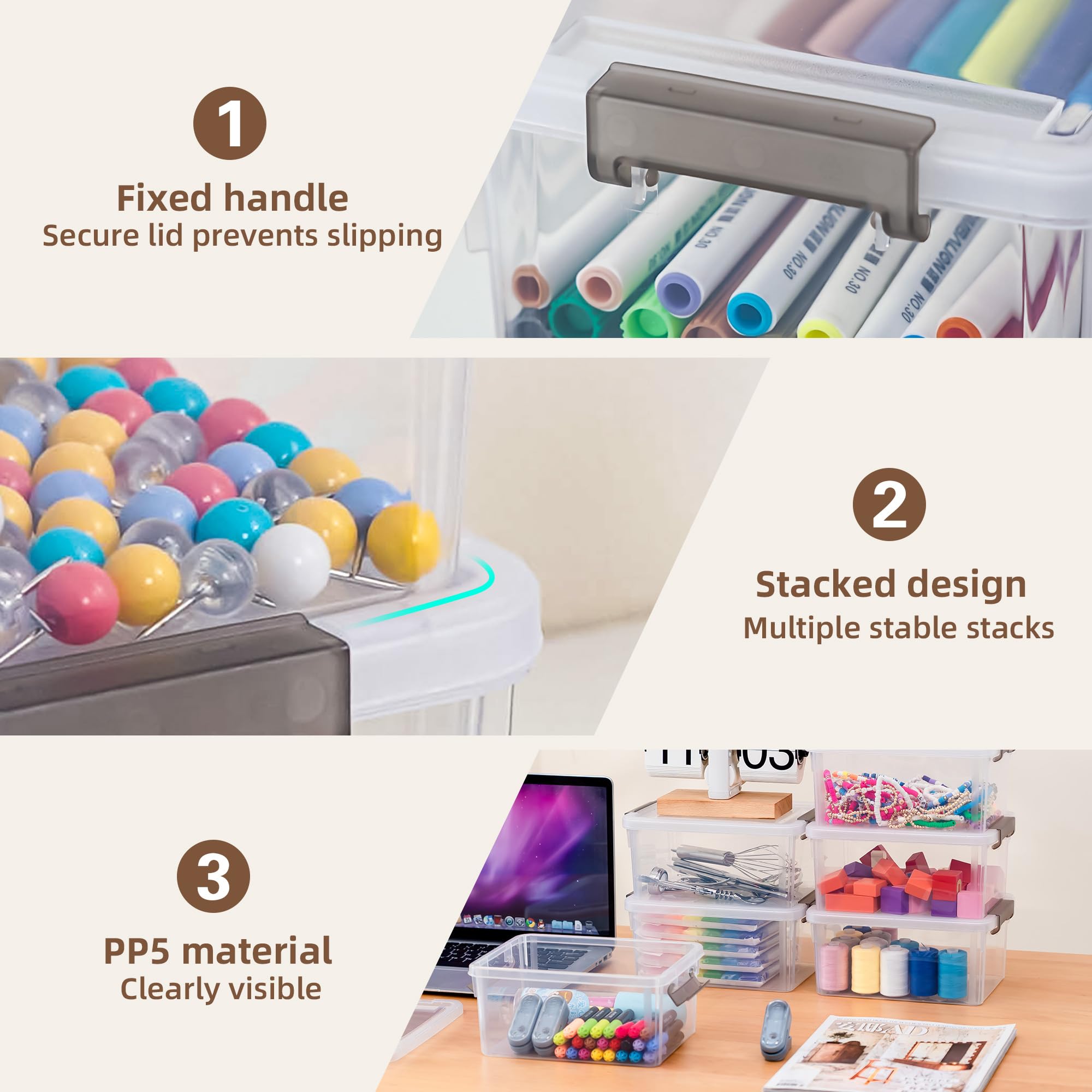 Anywish transparent PP5 container set, durable and clear for quick item lookup.