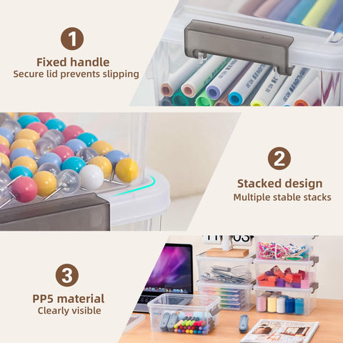 Anywish transparent PP5 container set, durable and clear for quick item lookup.