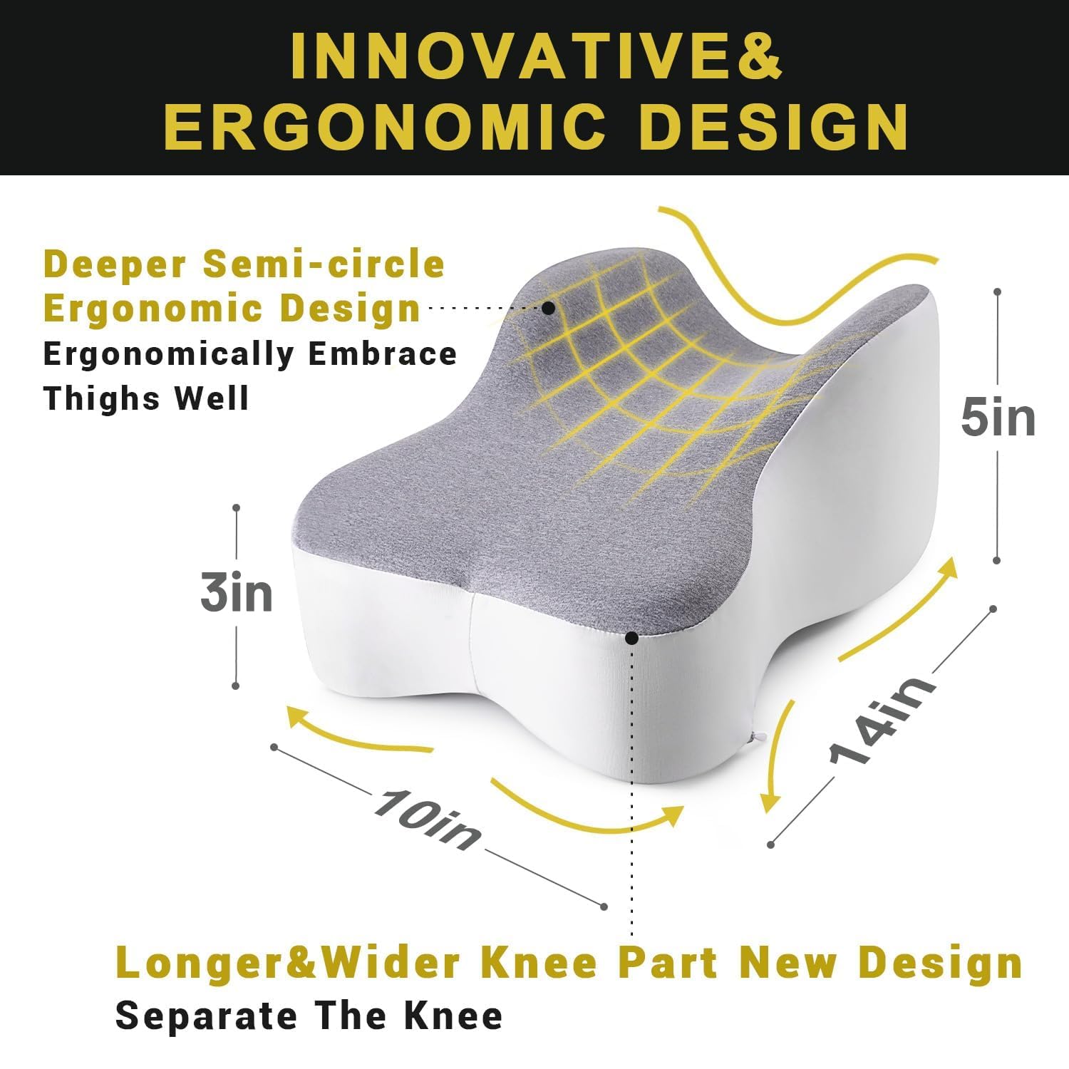anzhixiu long knee pillow fixed 3-inch thickness for stable separation