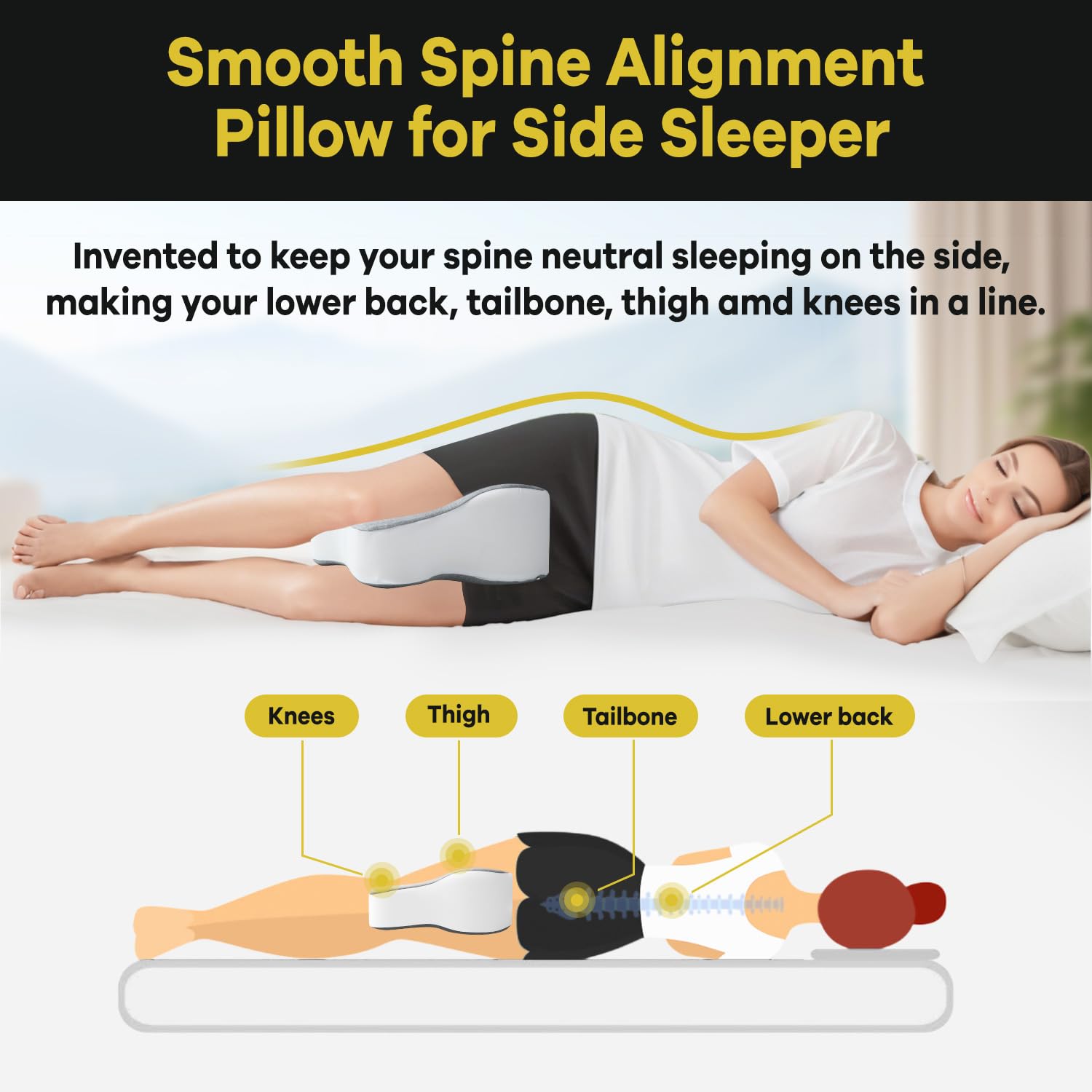 anzhixiu long knee pillow spine alignment aids neutral posture