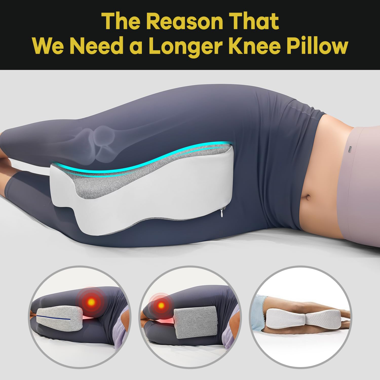 anzhixiu long knee pillow thigh support eases knee pressure