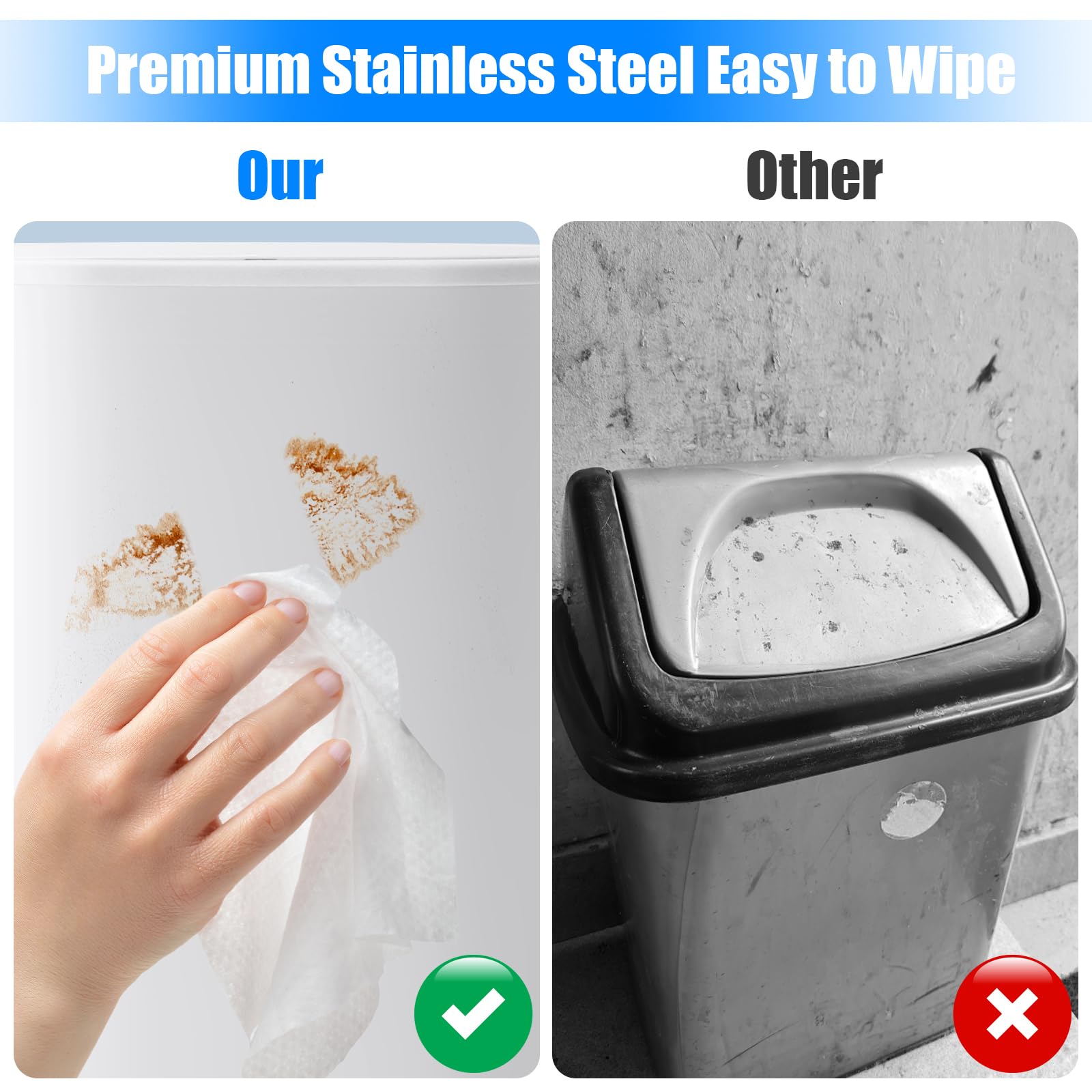 Anzoymx 1.8-gallon small trash bin ideal for bathroom use.