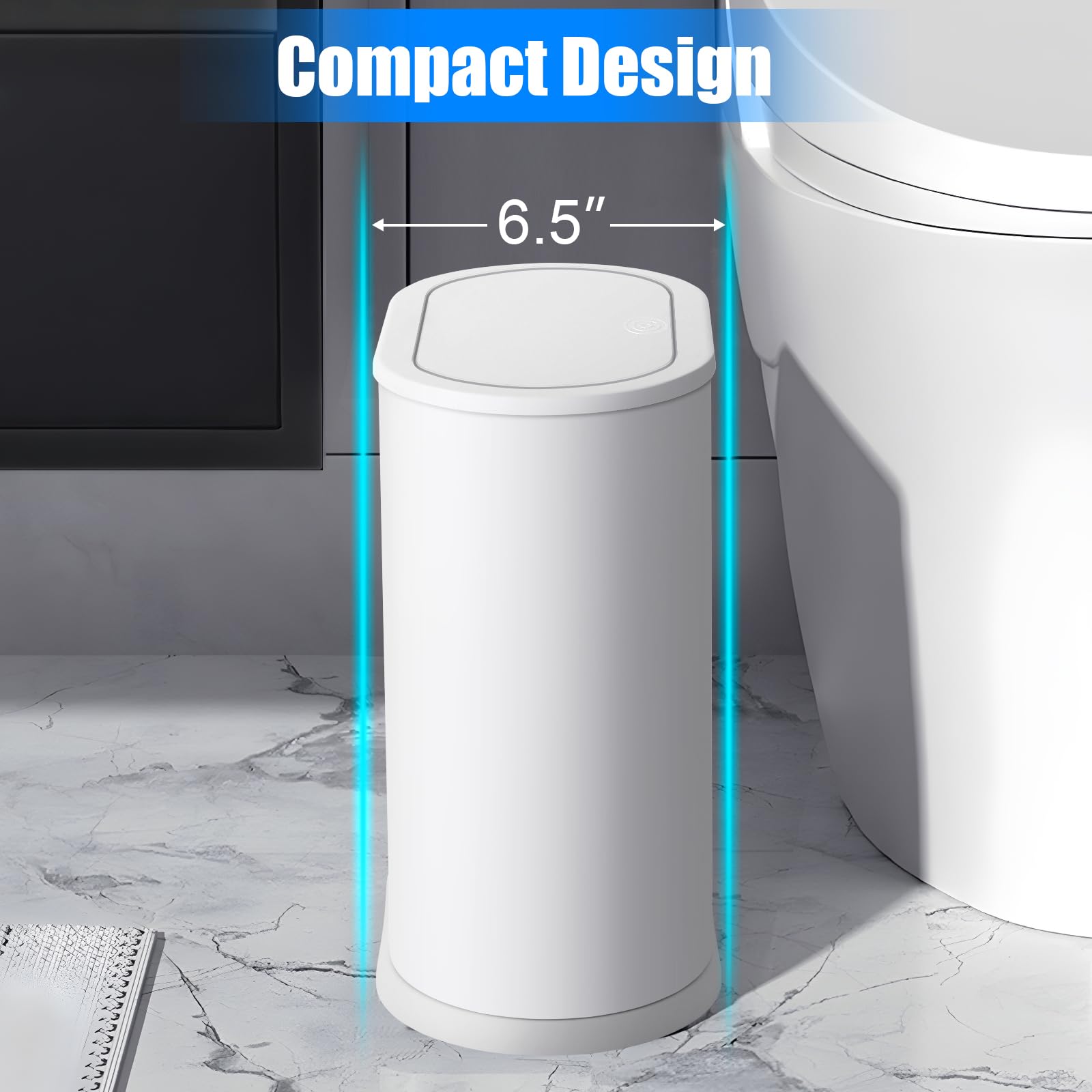 Anzoymx stainless steel trash can with pop-up lid seals odors.