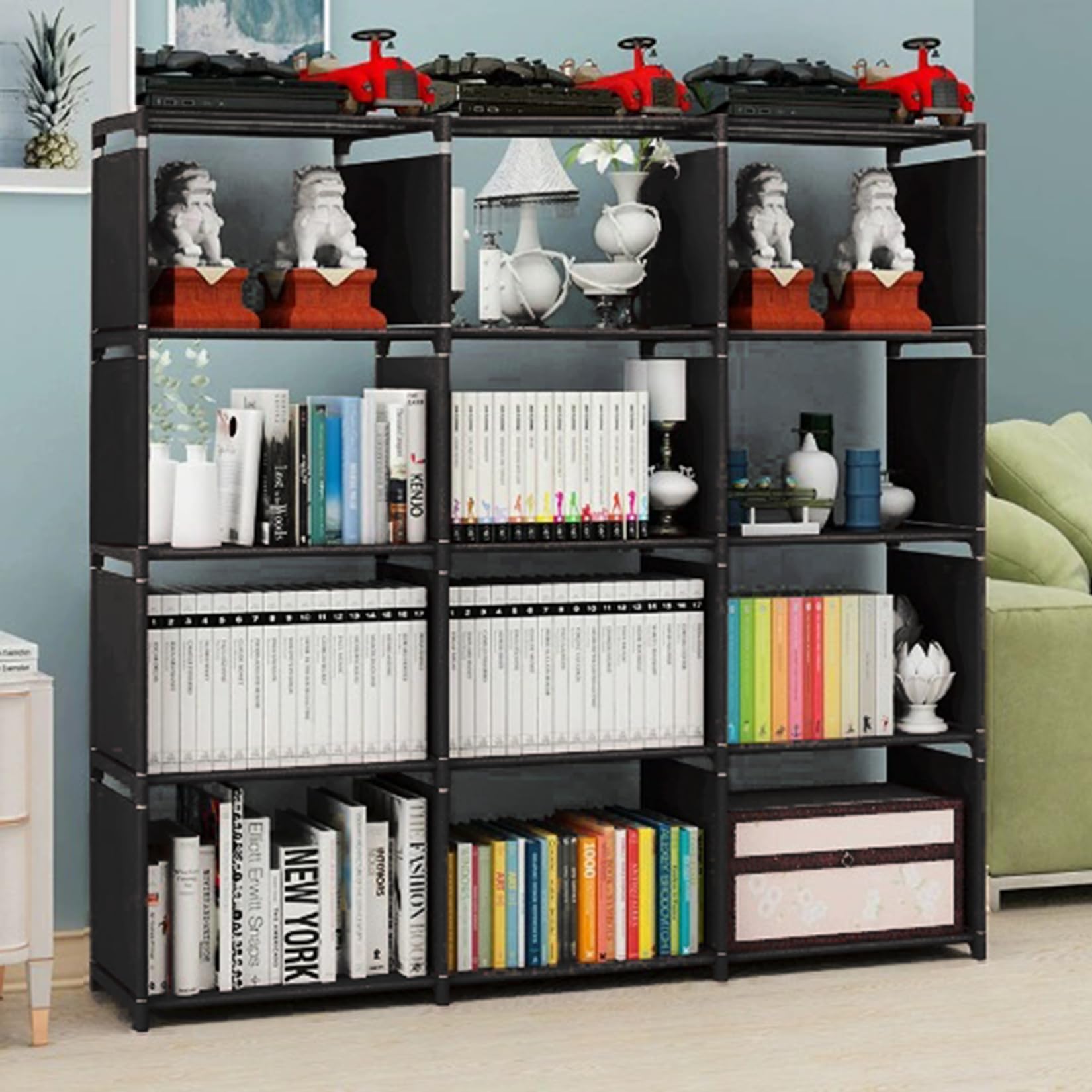 Aocoray 12-cube unit in living room demonstrating storage and style
