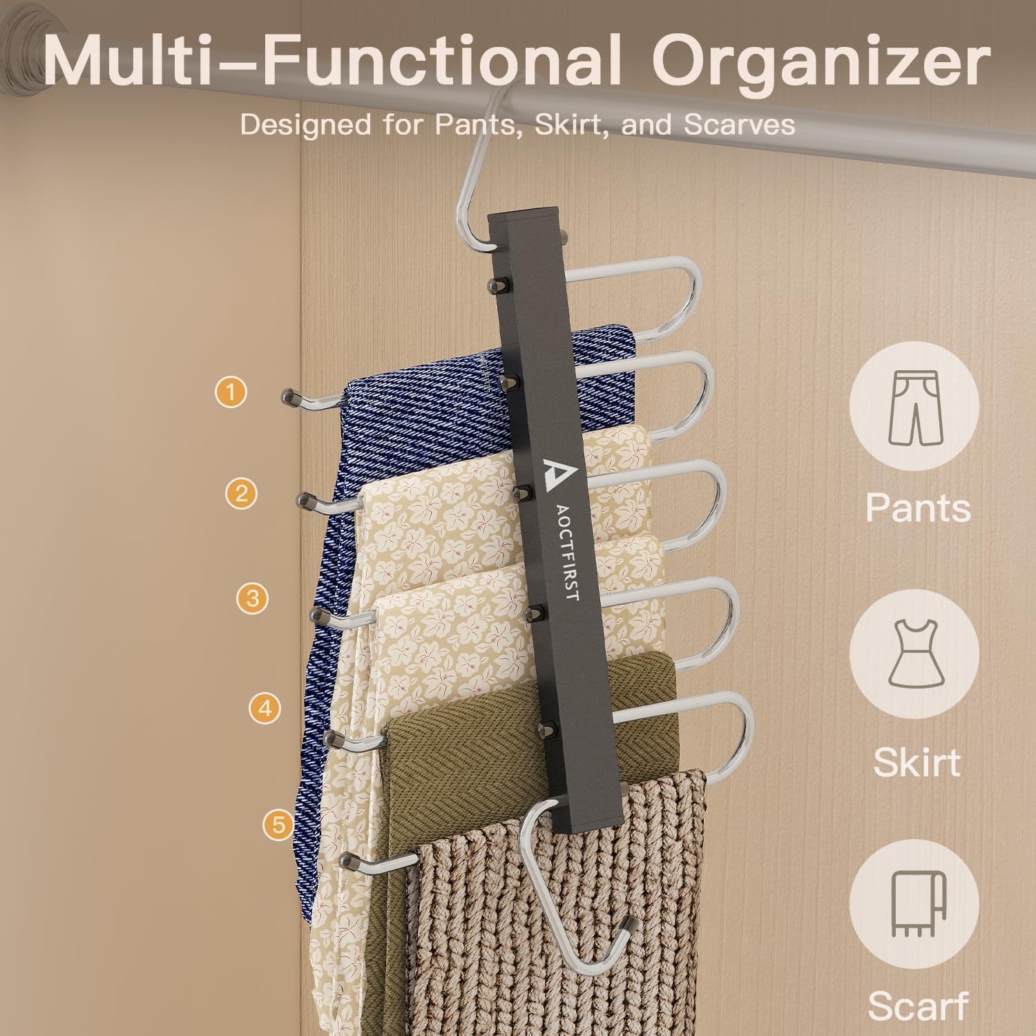 AOCTFIRST 5-tier space-saving design demonstrates vertical stacking to maximize small closet capacity.