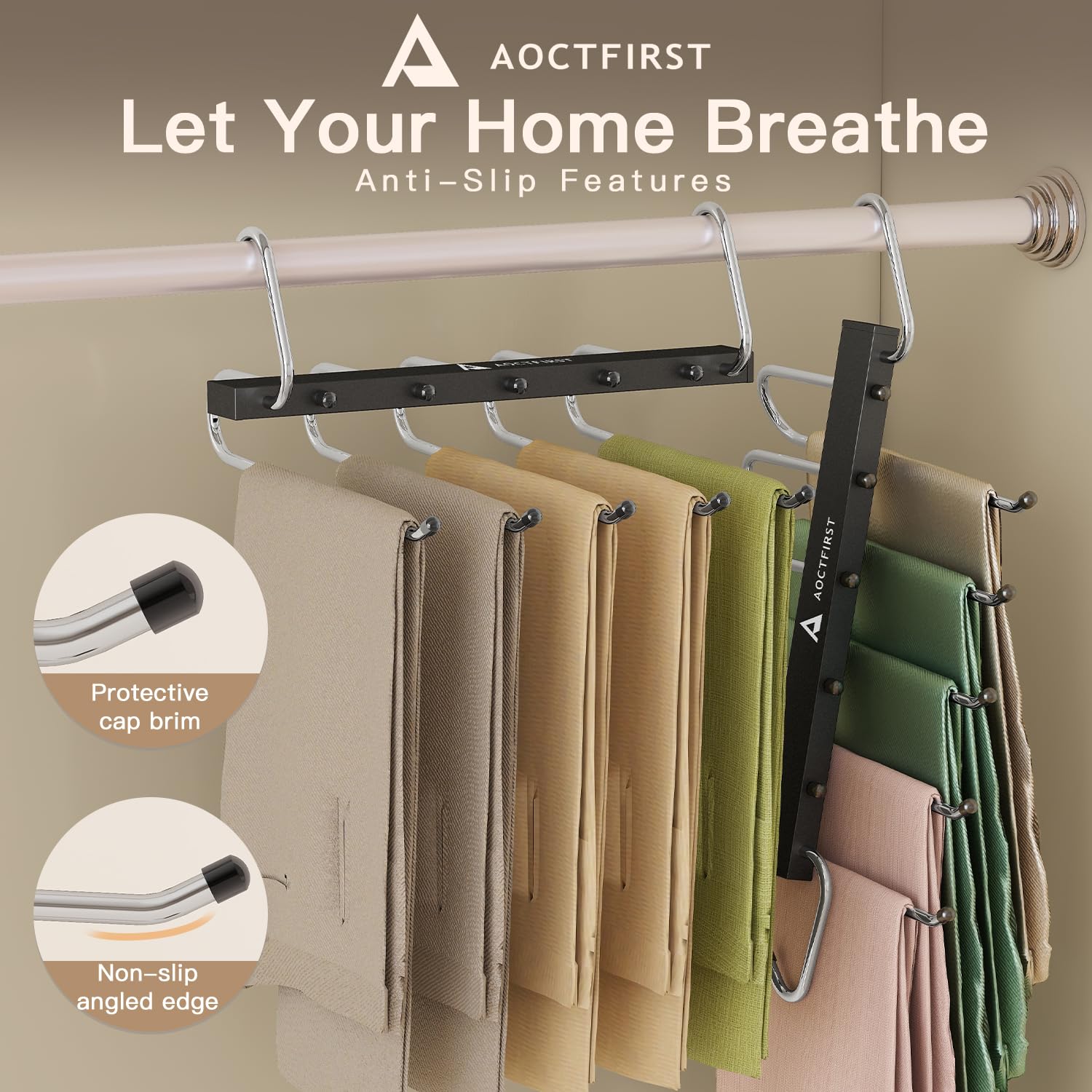 AOCTFIRST space-saving wardrobe solution hanging system in a tidy closet