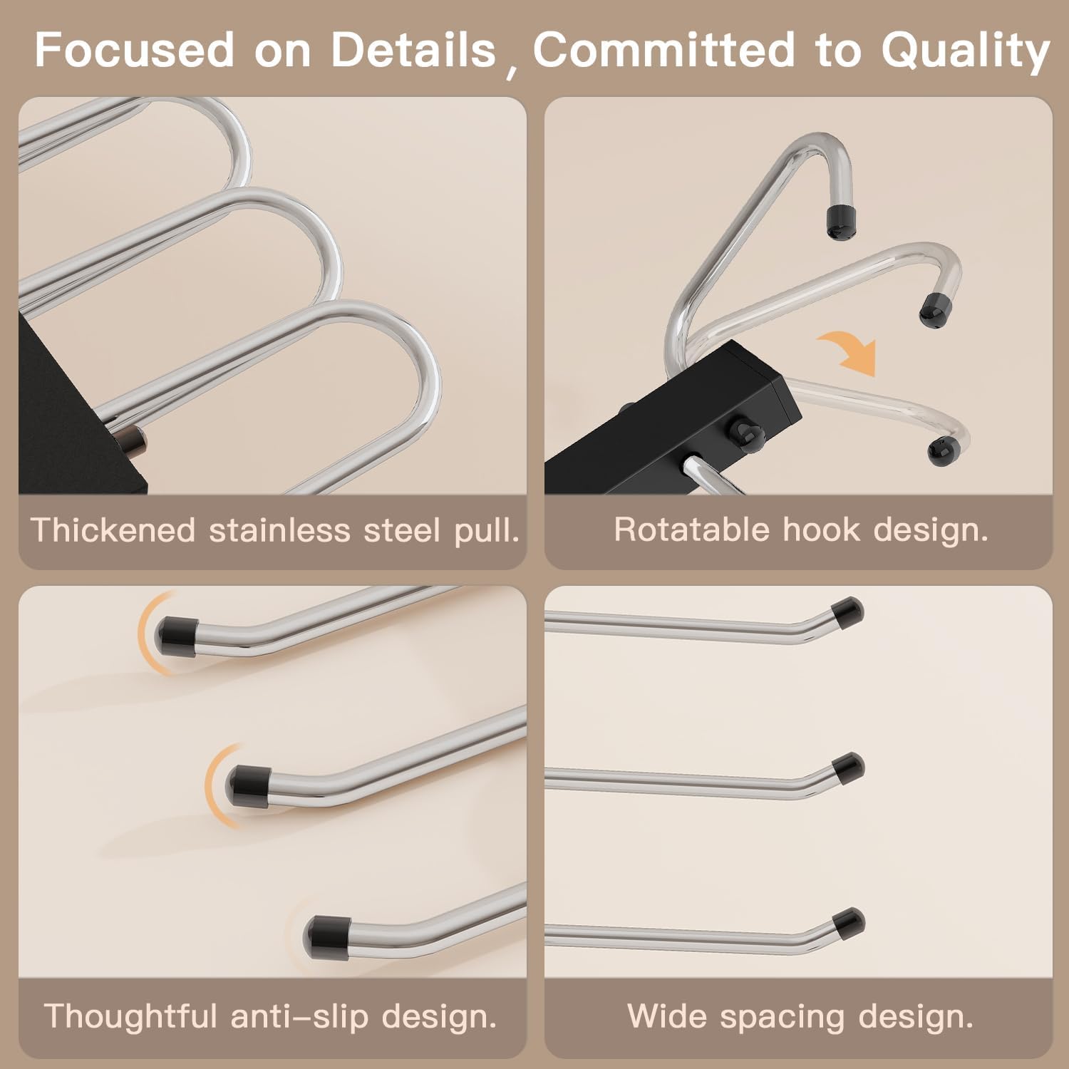 AOCTFIRST versatile hangers hold pants, skirts, scarves, and ties neatly.