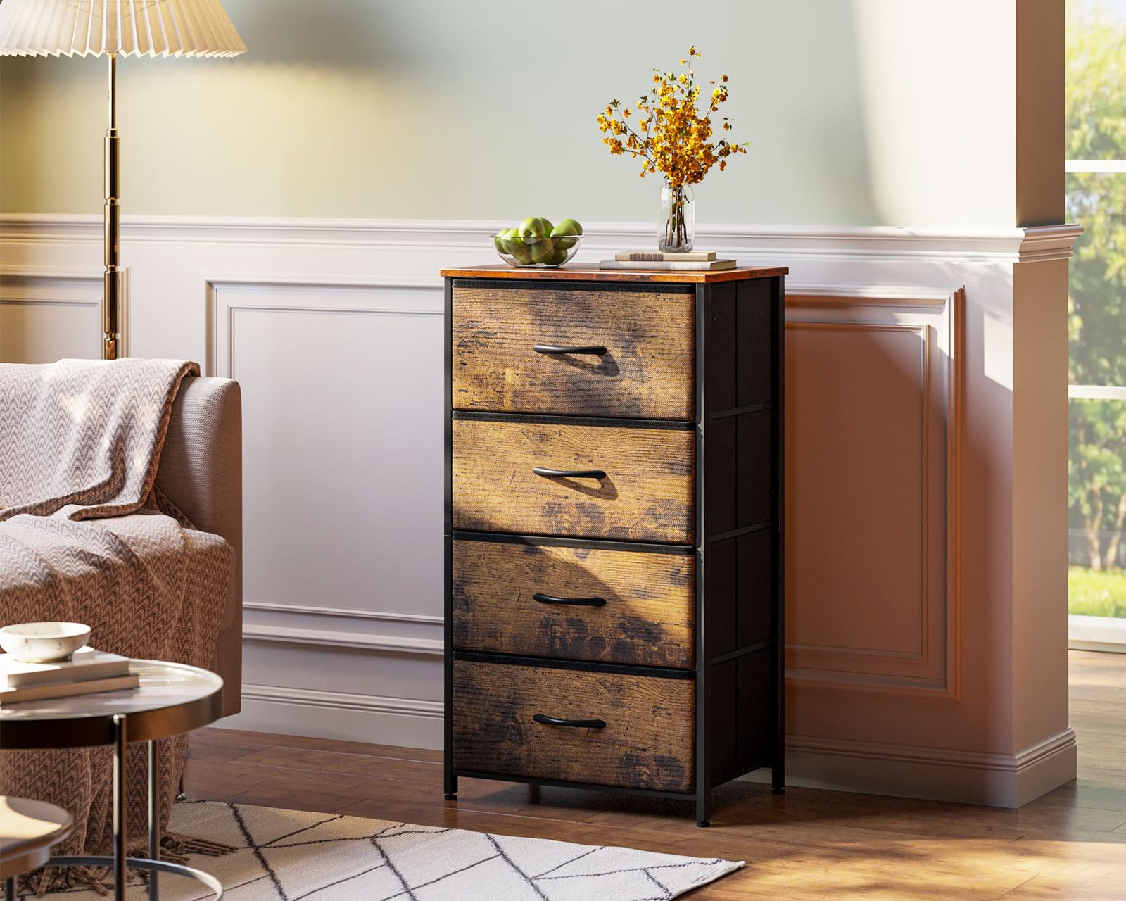 AODK dresser four fabric drawers keep small items organized and accessible