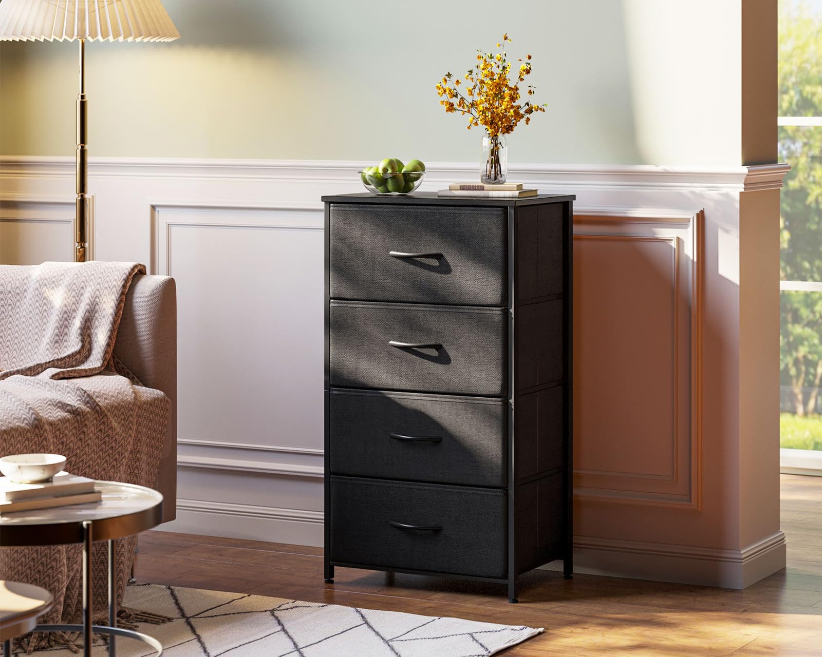 AODK dresser side angle shows sturdy frame and stable base