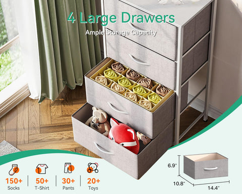 AODK dresser in a compact bedroom showcasing space-saving design.