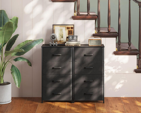 AODK dresser in dark grey complements modern bedroom decor.