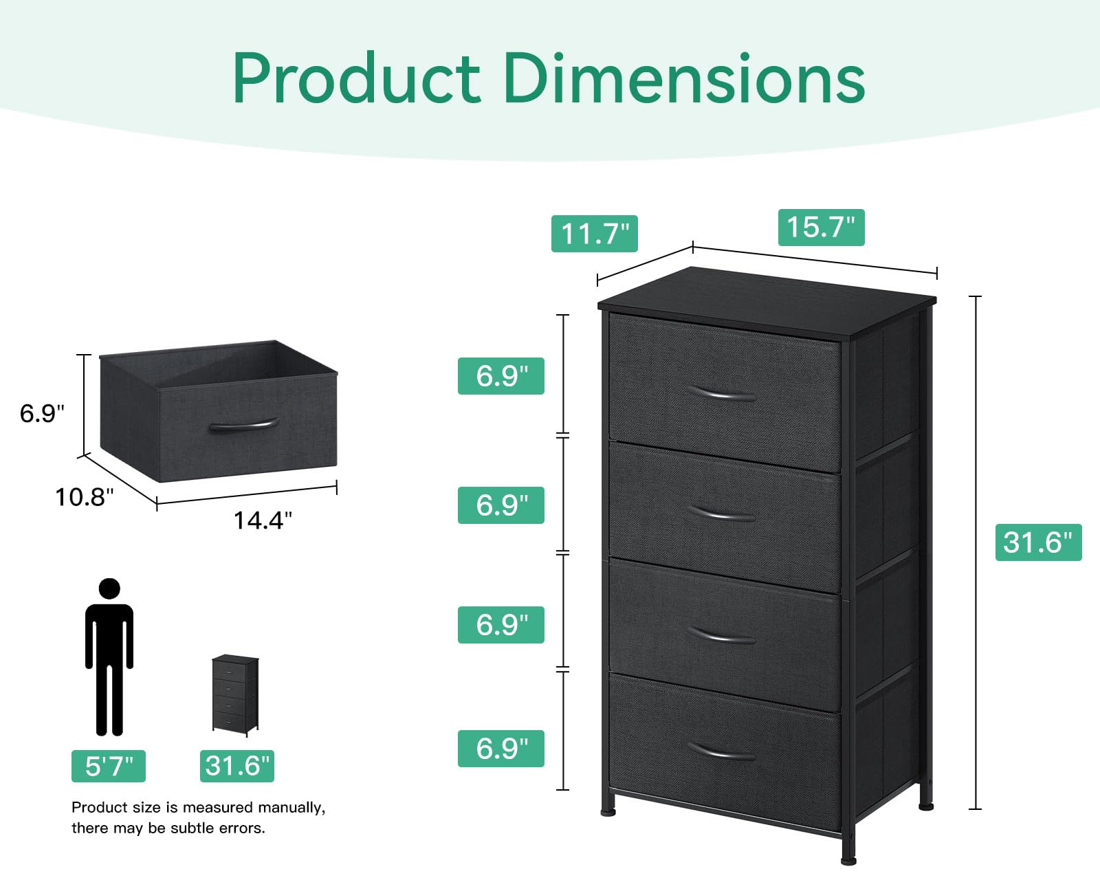 AODK dresser drawer open close-up highlighting fabric texture and accessibility