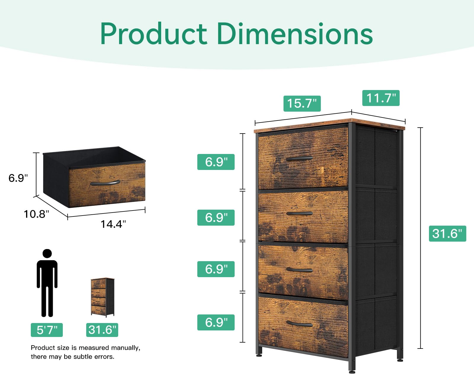 AODK dresser fabric drawers closeup showing durable canvas and pulls