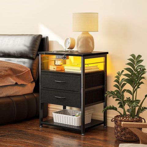 AODK nightstand fabric drawers keep bedside essentials neatly organized.