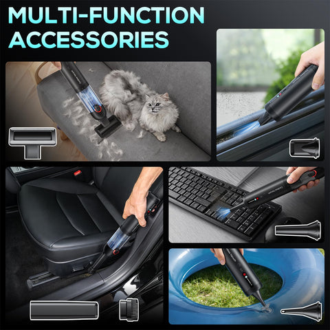AOHPEGN handheld vacuum features a 200ml dust cup for easy emptying.