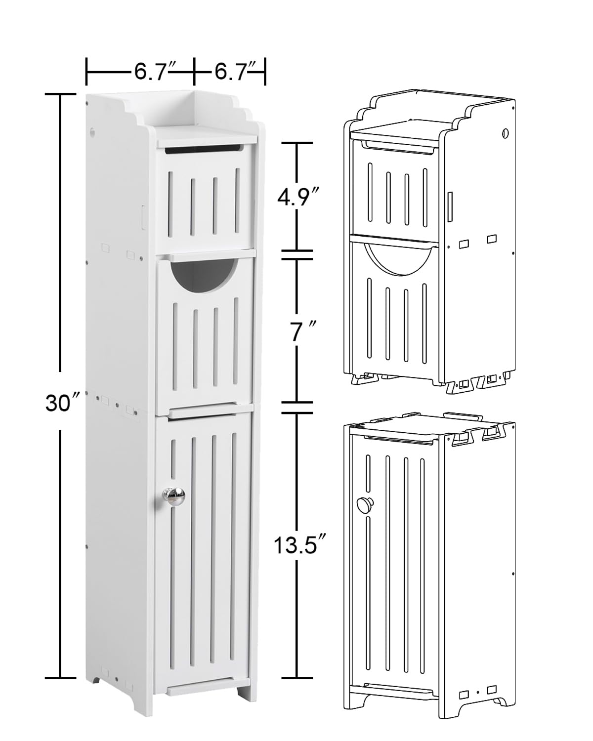 AOJEZOR narrow storage cabinet maximizes tight corners between sink and wall.