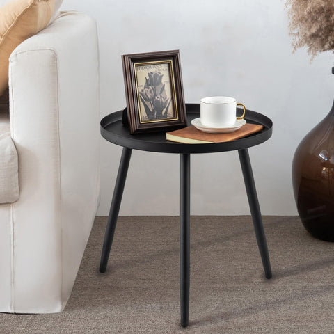 AOJEZOR side table with three legs and pink inner tray adds a stylish accent.