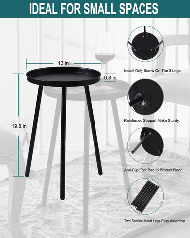AOJEZOR three-leg easy-assembly table, no tools needed.