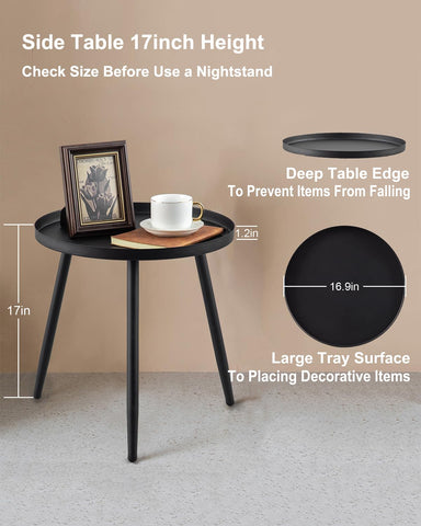 AOJEZOR side table showing easy assembly with three legs, no tools.