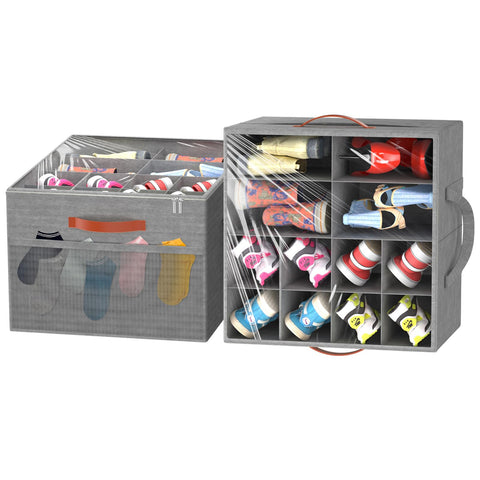 Aokeyee 2-pack foldable shoe organizer folded for compact storage.
