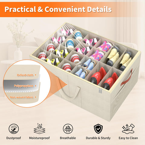 Aokeyee beige organizer showing 16 small and 4 large compartments