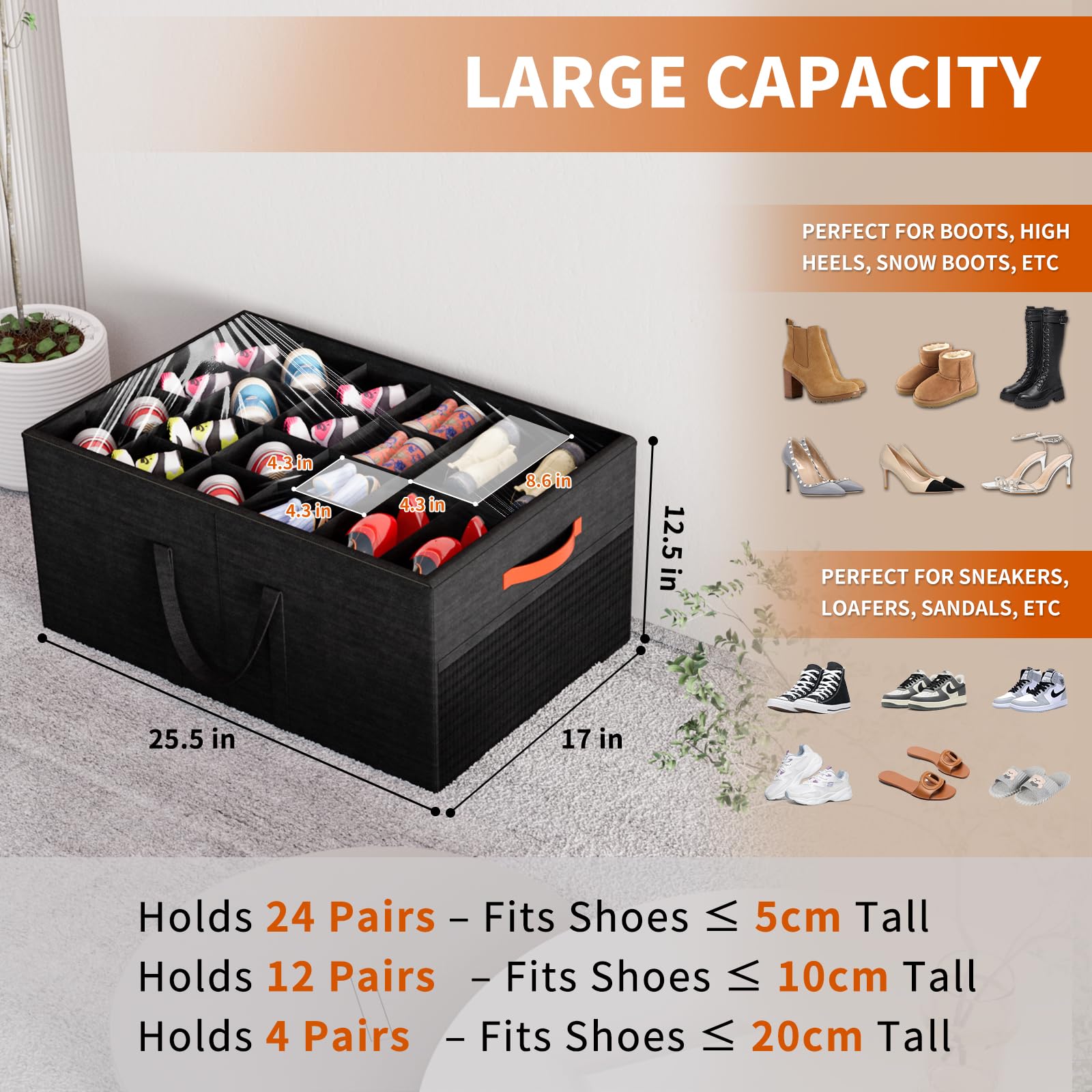 Aokeyee 2-pack shoe organizer with clear cover highlights quick shoe identification.
