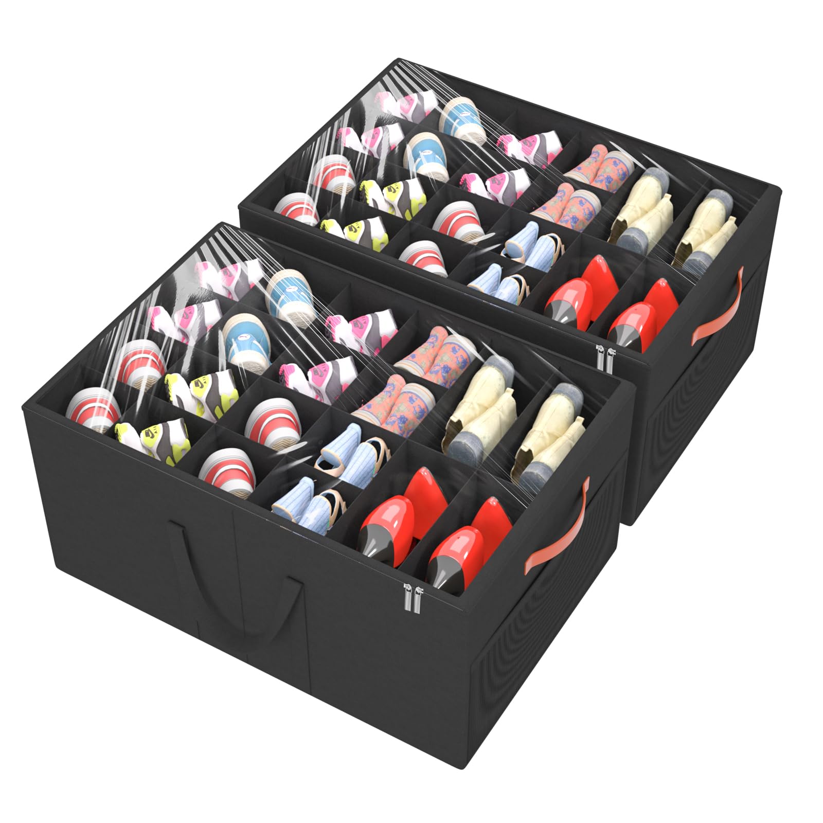 Aokeyee 2-pack shoe organizer for closet shows organized closet with easy shoe access.