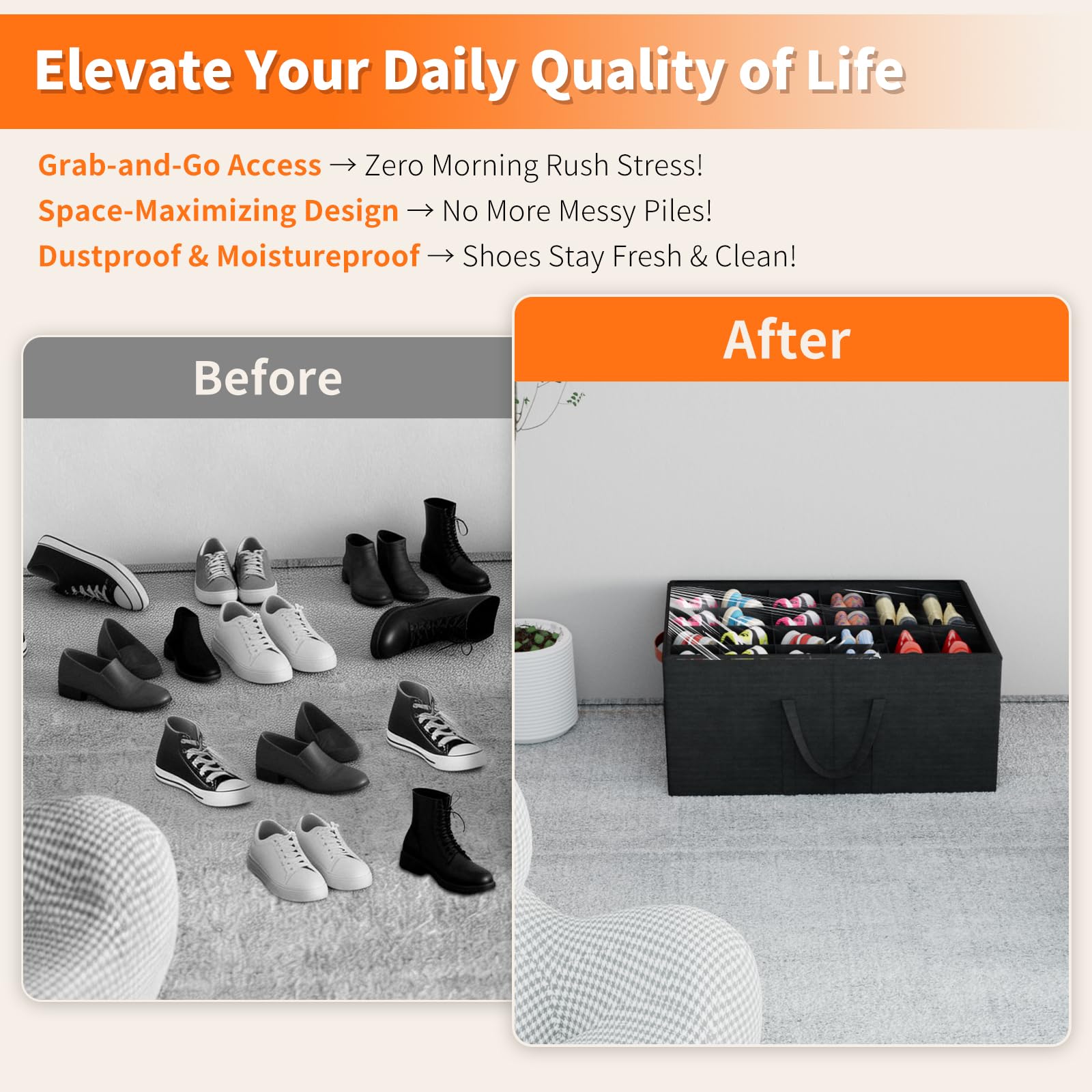 Aokeyee 2-pack shoe organizer shows Oxford fabric durability and sturdy structure.