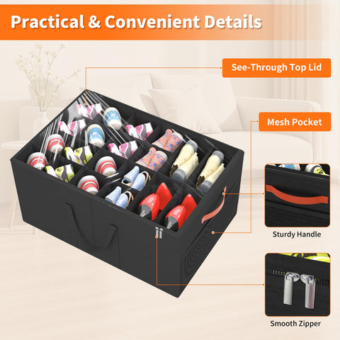 Aokeyee 2-pack shoe organizer with reinforced handles enables easy moving between spaces.