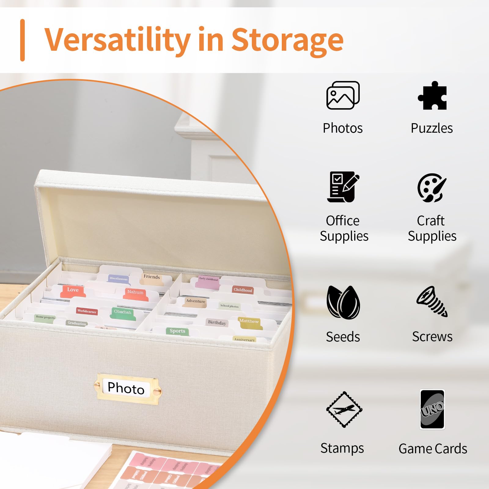 Aokeyee multi-use storage suitable for photos, cards and crafts.