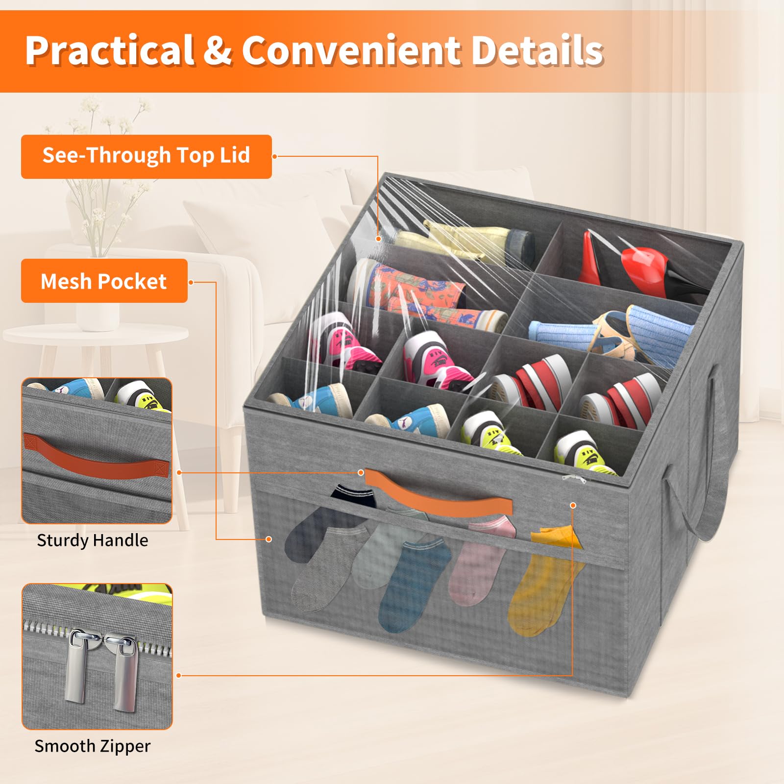 Aokeyee dustproof see-through lid protects shoes from dust.