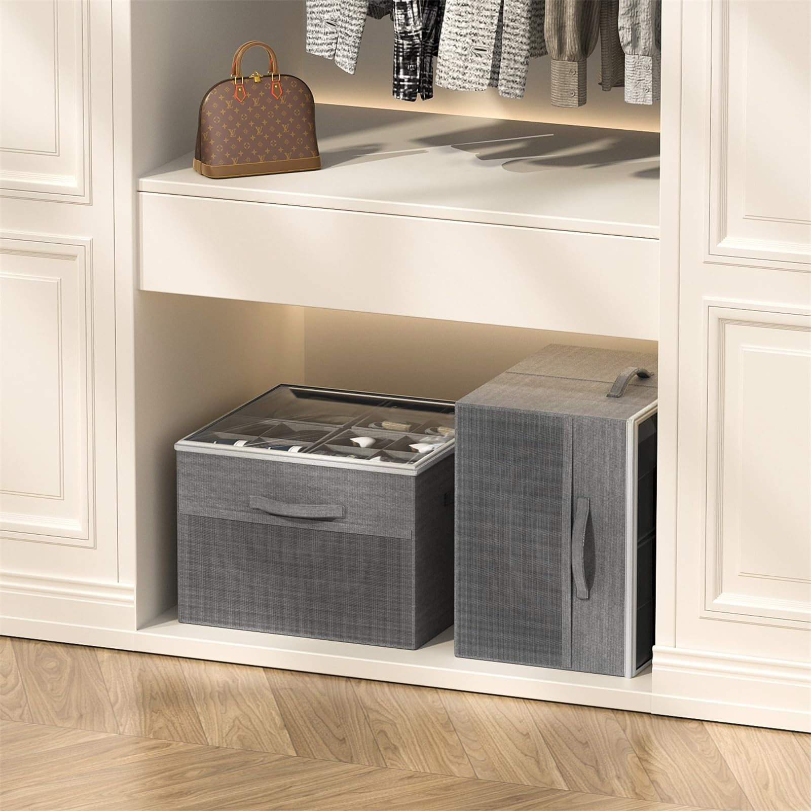 Aokeyee organizer holds 16-32 pairs with compact vertical layout.