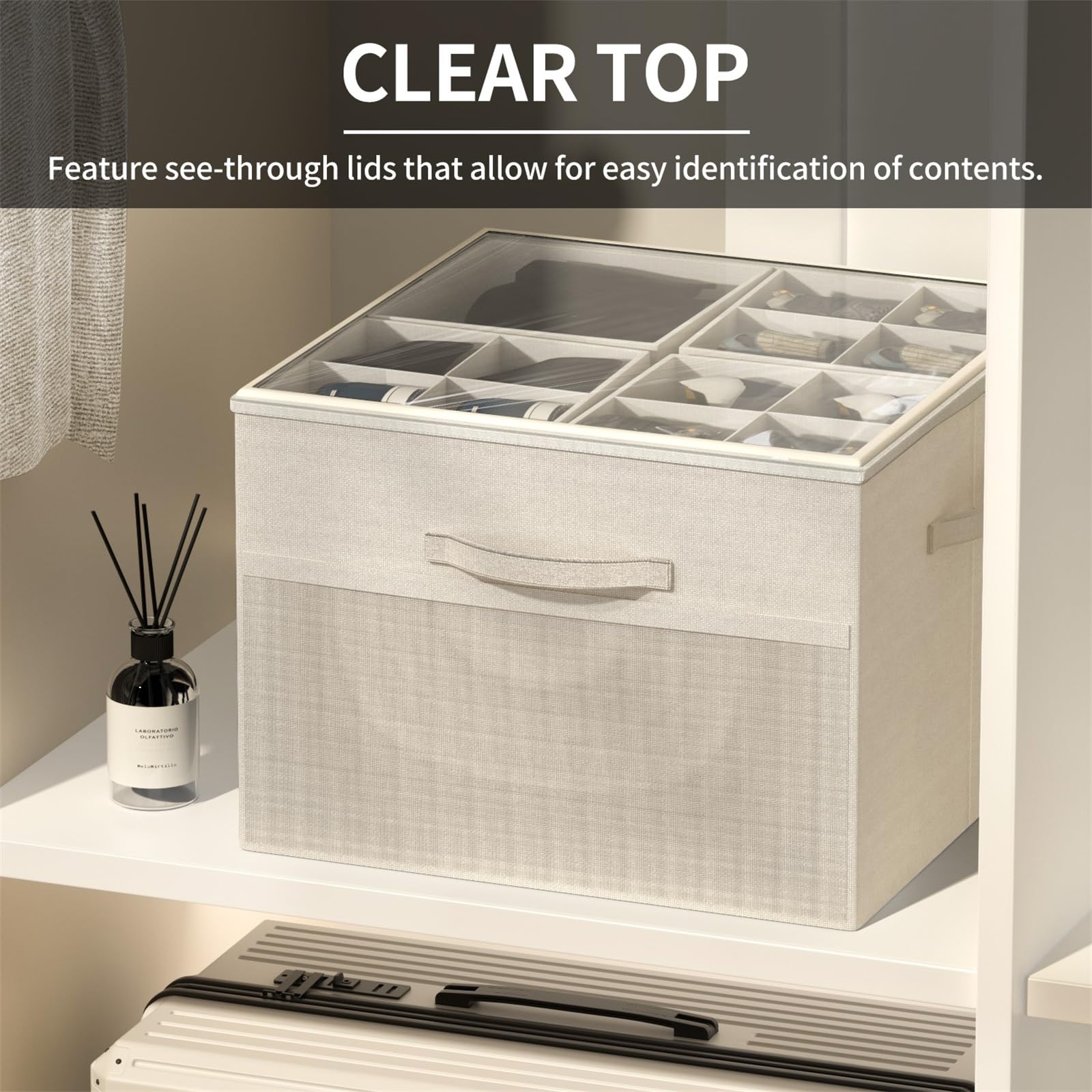 Aokeyee organizer showing adjustable dividers for customized storage